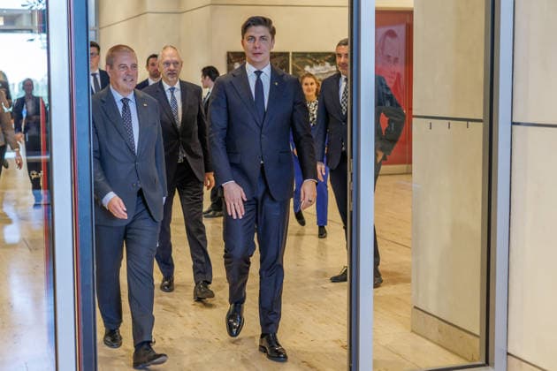 Bundestag: Bundestag President Julia Kloeckner welcomes the Prime Minister of the Republic of Lithuania, Mindaugas Sinkevicius, to the German Bundestag on October 6, 2026, in Berlin, Berlin, Berlin, Germany, Bundestag