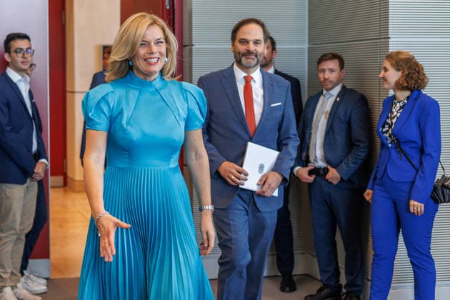 Bundestag: Bundestag President Julia Kloeckner welcomes the Prime Minister of the Republic of Lithuania, Mindaugas Sinkevicius, to the German Bundestag on October 6, 2026, in Berlin, Berlin, Berlin, Germany, Bundestag