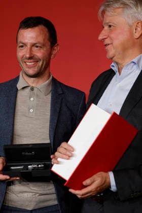 Frankfurt Impressions, October 6, 2026: The 78th Frankfurt Book Fair bids farewell to its long-time director, Juergen Boos (left). Sebastian GUGGOLZ, Chairman of the German Publishers and Booksellers Association, Frankfurt am Main, Hesse, Germany