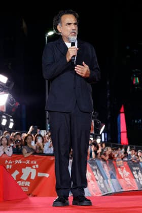 Director Alejandro Gonzalez Inarritu speaks during the Digger Japan premiere on October 6, 2026, in Tokyo, Japan. The duo met with enthusiastic fans and signed autographs on the red carpet in the heart of Tokyo s Ginza district.  aflo_353758986