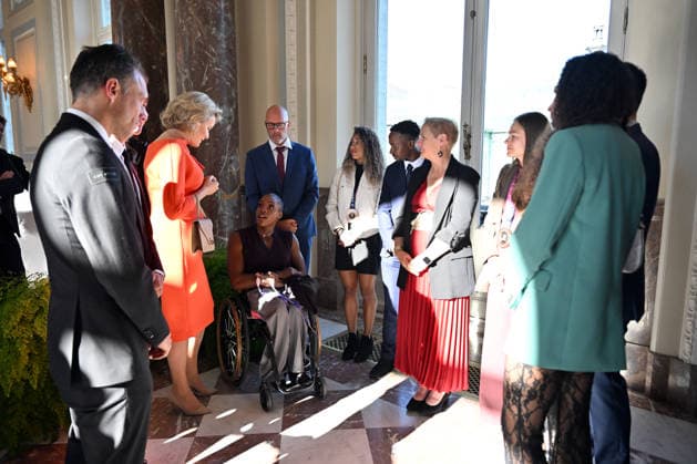 King Philippe and Queen Mathilde of Belgium receive athletes at Laeken Castle BRUSSELS, BELGIUM - OCTOBER 06: King Philippe and Queen Mathilde of Belgium receive Belgian athletes who have achieved significant sporting success over the past two years at the Royal Castle of Laeken in Brussels, Belgium, on October 06, 2026. The reception brings together athletes who won medals at European and world championships in Olympic and Paralympic disciplines, as well as athletes who delivered outstanding performances on the international stage. Dursun Aydemir Anadolu Brussels Belgium. Editorial use only. Please get in touch for any other usage.  Copyright: x2026xAnadoluxDursunxAydemirx