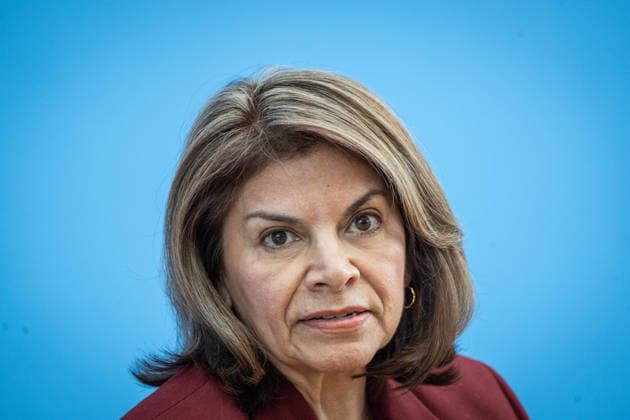 Laura Chinchilla Miranda, President of Costa Rica and Co-Chair of the ENSK Federal Press Conference in Berlin: Presentation on the North-South Commission on Development Policy (ENSK), Berlin, Germany, at the Federal Press Conference Building