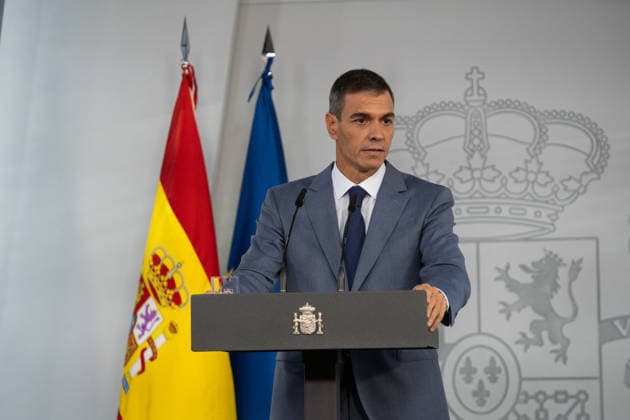 IPA89366909 - MADRID, SPAIN. October 6, 2026. Spanish Prime Minister Pedro Sanchez during a press conference at the Moncloa, one day after announcing new early general elections for November 29.  Copyright: xFrancescoxMilitelloxMirtox xx IPA89366909
