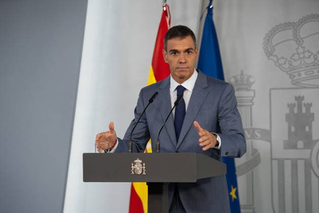 IPA89366897 - MADRID, SPAIN. October 6, 2026. Spanish Prime Minister Pedro Sanchez during a press conference at the Moncloa, one day after announcing new early general elections for November 29.  Copyright: xFrancescoxMilitelloxMirtox xx IPA89366897