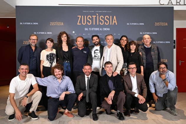 October 6, 2026, Rome, Rome, Italy: Director Francesco Piras and the cast including Michele Riondino, Fabrizio Ferracane, Paola Giannini, Jacopo Cullin, Francesco Colella, and Geppi Cucciari, story and screenplay by Lisa Nur Sultan and Niccolo Gentili, based on the book by lawyer Mauro Trogu and Beniamino Zuncheddu entitled I Am Innocent, during the photocall for the presentation of the film Zustissia, inspired by the true story of the longest miscarriage of justice in Italian history, 33 years of wrongful imprisonment. Rome, 06 10 2026 Rome Italy  - ZUMAa289 20261006_zia_a289_032 Copyright: xMariaxLauraxAntonellix xAgfx