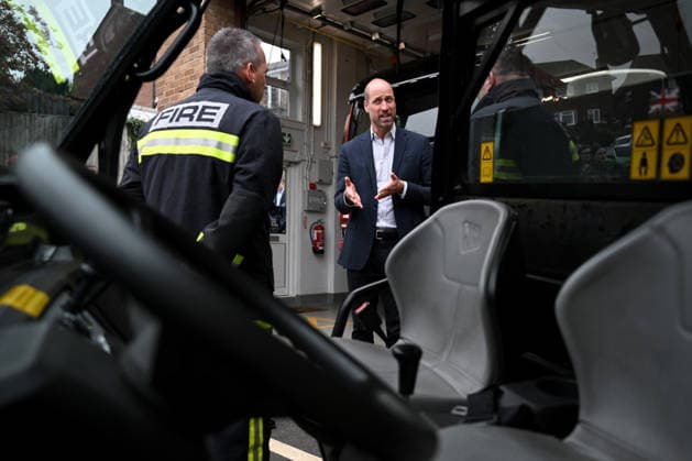 The Prince Of Wales Visits Ilminster ILMINSTER, ENGLAND - OCTOBER 06: Prince William, Prince of Wales speaks with members of the Devon and Somerset Fire and Rescue Service during his visit to Ilminster Fire Station on October 06, 2026 in Ilminster, England. The Prince of Wales visited Ilminster in Somerset to learn about communities growing their resilience to wild fires, flood and challenges caused by extreme weather and global warming., Credit:Finnbarr Webster PA ROTA - B68 Avalon United Kingdom, England, Ilminster  Copyright: xFinnbarrxWebsterx xPAxROTAx-xB68x xAvalonx 1141004225