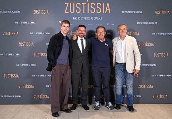 October 6, 2026, Rome, Rome, Italy: Michele Riondino, Fabrizio Ferracane, and Beniamino Zuncheddu, with lawyer Mauro Trogu, the authors of the book I Am Innocent, during the photocall for the presentation of the film Zustissia, inspired by the true story of the longest miscarriage of justice in Italian history: 33 years of wrongful imprisonment. Rome, October 6, 2026 Rome Italy  - ZUMAa289 20261006_zia_a289_092 Copyright: xMariaxLauraxAntonellix xAgfx