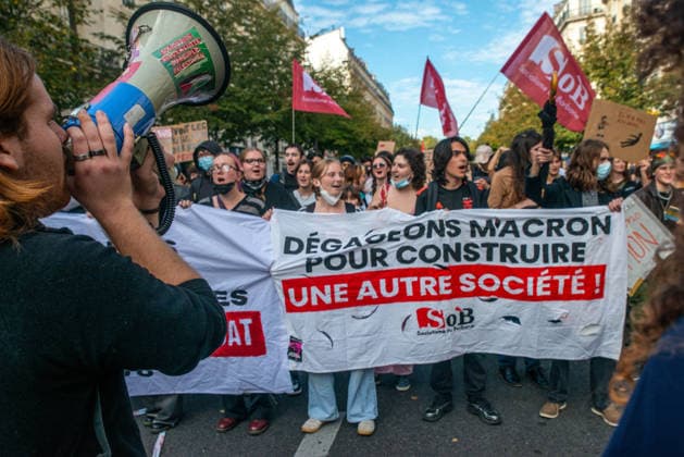 Student Demonstration - Paris Tens of thousands of high school students marched from République to Nation, protesting the lack of staff and resources, class sizes deemed too large, the condition of certain school buildings, and the Parcoursup college admissions system. A coalition of National Education unions—including the FSU, CGT, FO, CFDT, Unsa, Sud, and Solidaires—joined the protest, on October 6, 2026, in Paris, France. Photo by Denis Prezat ABACAPRESS.COM Paris France  Copyright: xPrezatxDenis ABACAx