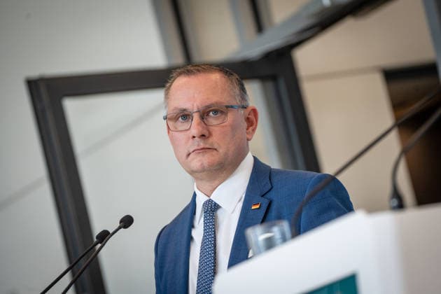 Tino Chrupalla, AfD Party and Parliamentary Group Leader Press statement by the two AfD party leaders and parliamentary group leaders before the start of the parliamentary group meeting in the German Bundestag, Berlin, Berlin, Germany, Bundestag