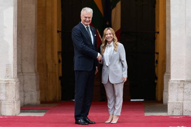 Giorgia Meloni Meets Gitanas Nauseda At Palazzo Chigi - Rome Italian Prime Minister Giorgia Meloni meets with Lithuanian President Gitanas Nauseda at Palazzo Chigi in Rome, Italy on October 6, 2026. Photo by Andrea Bracaglia ABACAPRESS.COM Rome Italy Italy  Copyright: xBracagliaxAndrea ABACAx