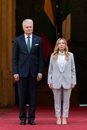 Giorgia Meloni Meets Gitanas Nauseda At Palazzo Chigi - Rome Italian Prime Minister Giorgia Meloni meets with Lithuanian President Gitanas Nauseda at Palazzo Chigi in Rome, Italy on October 6, 2026. Photo by Andrea Bracaglia ABACAPRESS.COM Rome Italy Italy Copyright: xBracagliaxAndrea ABACAx