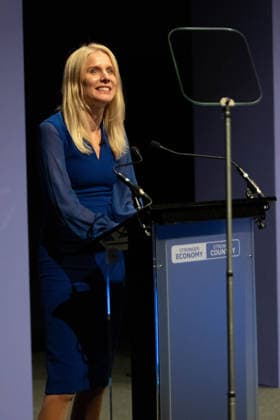 Shadow Secretary of State for Culture, Media, and Sport Rebecca Paul MP in Birmingham, UK - 06 Oct 2026 Shadow Secretary of State for Culture, Media, and Sport Rebecca Paul MP speaks during a fringe panel. A fringe panel discussion on the Great British fashion, design industry, and creative sectors at the Conservative Party Conference in Birmingham. The debate focused on the style and textiles economy s contribution to national growth. Birmingham United Kingdom Copyright: xGaryxRobertsx xSOPAxImagesx GROBERTS-3