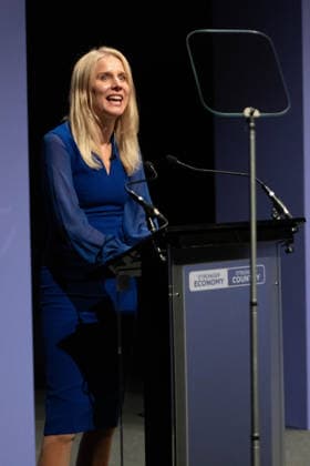 October 6, 2026, Birmingham, United Kingdom: Shadow Secretary of State for Culture, Media, and Sport Rebecca Paul MP speaks during a fringe panel. A fringe panel discussion on the Great British fashion, design industry, and creative sectors at the Conservative Party Conference in Birmingham. The debate focused on the style and textiles economy s contribution to national growth. Birmingham United Kingdom  - ZUMAs197 20261006_aaa_s197_124 Copyright: xGaryxRobertsx