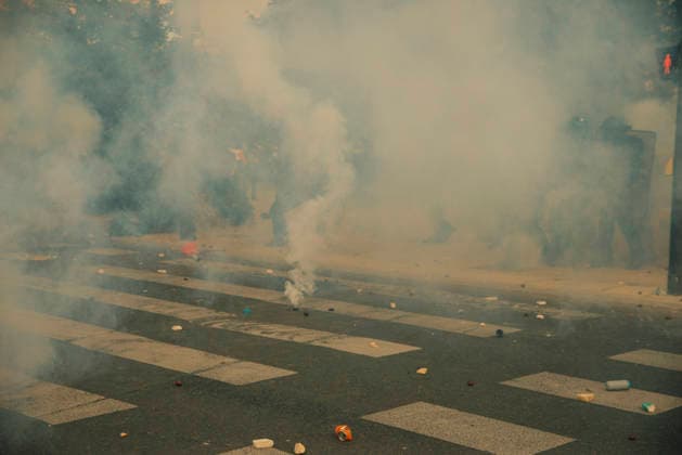 Paris Students Protest Education Conditions Tear gas obscures an otherwise largely empty intersection in Paris, France, on October 6, 2026. France s Interior Ministry said 256,000 people marched nationwide, including 56,000 in Paris, during the student-led day of action over school conditions. High school students called for more education funding and staff, smaller classes and improved facilities, with teachers, parents and unions joining demonstrations. Paris Ile de France France Copyright: xDavoodxMaeilix