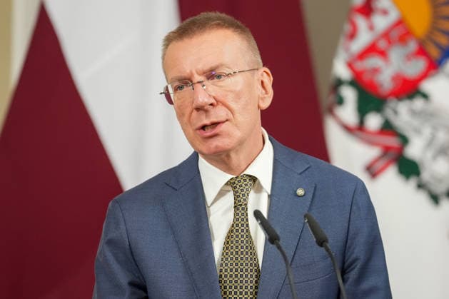 October 7, 2026, Riga, LATVIA: Latvian President EDGARS RINKEVICS reacts during a statement to name current Latvian Prime Minister and candidate for Prime Minister of the new government in Riga, Latvia, 07 October 2026. Riga LATVIA  - ZUMAp305 20261007_zip_p305_001 Copyright: xEdijsxPalensx