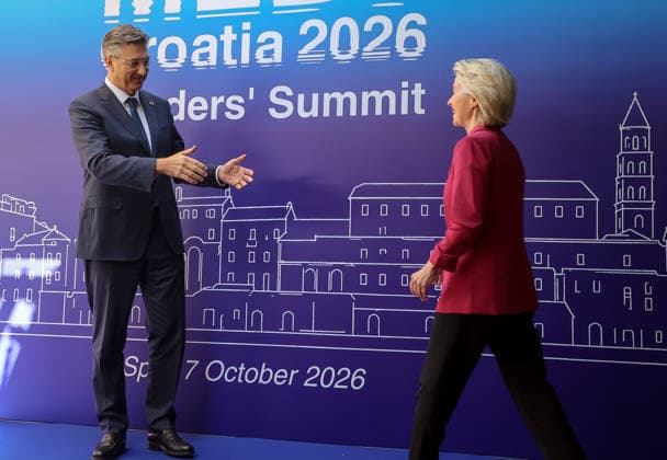 EU MED9 Prime Minister of Croatia Andrej Plenkovic welcomes President of the European Commission Ursula von der Leyen for EU MED9 summit at Split, Croatia on October 7, 2026. IvanaxIvanovic PIXSELL