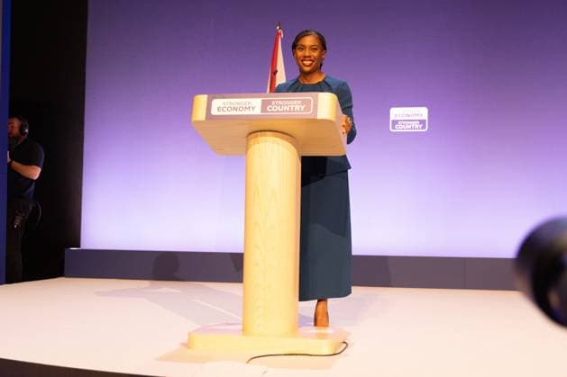 October 7, 2026, Birmingham, United Kingdom: Leader of the Conservative Party Kemi Badenoch gives her keynote speech at the International Convention Centre on the final day (day four) of the Conservative Party Conference at the International Convention Centre in Birmingham..The Conservative Party leader, Kemi Badenoch s gives her keynote speech at the International Convention Centre on the final day (day four) of the Conservative Party Conference at the International Convention Centre in Birmingham. The Conservative Party opened its annual conference under the slogan Stronger economy, stronger countryÃ¢ Birmingham United Kingdom  - ZUMAs197 20261007_aaa_s197_043 Copyright: xPhilxLewisx