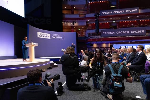 October 7, 2026, Birmingham, United Kingdom: Leader of the Conservative Party Kemi Badenoch gives her keynote speech at the International Convention Centre on the final day (day four) of the Conservative Party Conference at the International Convention Centre in Birmingham..The Conservative Party leader, Kemi Badenoch s gives her keynote speech at the International Convention Centre on the final day (day four) of the Conservative Party Conference at the International Convention Centre in Birmingham. The Conservative Party opened its annual conference under the slogan Stronger economy, stronger countryÃ¢ Birmingham United Kingdom  - ZUMAs197 20261007_aaa_s197_049 Copyright: xPhilxLewisx