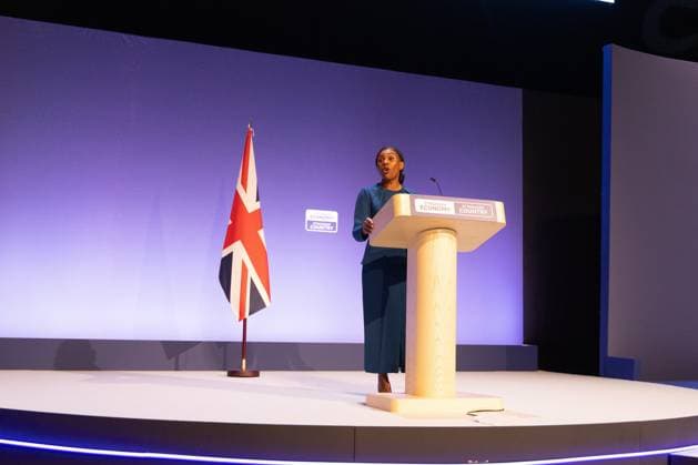 October 7, 2026, Birmingham, United Kingdom: Leader of the Conservative Party Kemi Badenoch gives her keynote speech at the International Convention Centre on the final day (day four) of the Conservative Party Conference at the International Convention Centre in Birmingham..The Conservative Party leader, Kemi Badenoch s gives her keynote speech at the International Convention Centre on the final day (day four) of the Conservative Party Conference at the International Convention Centre in Birmingham. The Conservative Party opened its annual conference under the slogan Stronger economy, stronger countryÃ¢ Birmingham United Kingdom - ZUMAs197 20261007_aaa_s197_045 Copyright: xPhilxLewisx