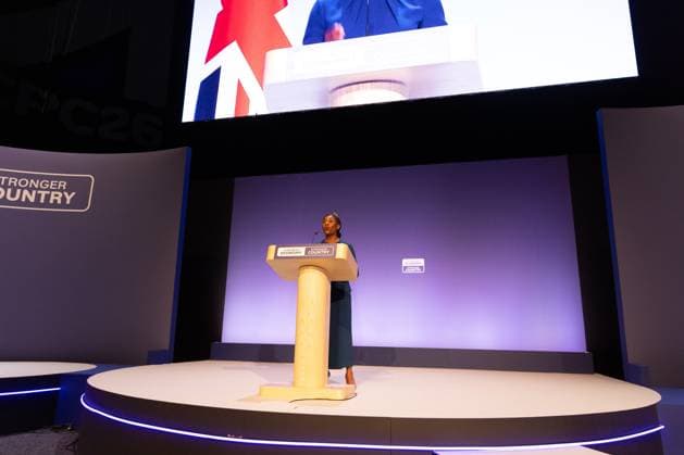 October 7, 2026, Birmingham, United Kingdom: Leader of the Conservative Party Kemi Badenoch gives her keynote speech at the International Convention Centre on the final day (day four) of the Conservative Party Conference at the International Convention Centre in Birmingham..The Conservative Party leader, Kemi Badenoch s gives her keynote speech at the International Convention Centre on the final day (day four) of the Conservative Party Conference at the International Convention Centre in Birmingham. The Conservative Party opened its annual conference under the slogan Stronger economy, stronger countryÃ¢ Birmingham United Kingdom - ZUMAs197 20261007_aaa_s197_054 Copyright: xPhilxLewisx