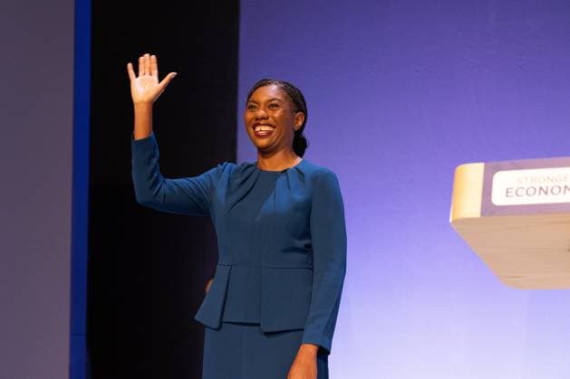 October 7, 2026, Birmingham, United Kingdom: Leader of the Conservative Party Kemi Badenoch arrives on stage to give her keynote speech at the International Convention Centre on the final day (day four) of the Conservative Party Conference at the International Convention Centre in Birmingham..The Conservative Party leader, Kemi Badenoch s gives her keynote speech at the International Convention Centre on the final day (day four) of the Conservative Party Conference at the International Convention Centre in Birmingham. The Conservative Party opened its annual conference under the slogan Stronger economy, stronger countryÃ¢ Birmingham United Kingdom  - ZUMAs197 20261007_aaa_s197_055 Copyright: xPhilxLewisx