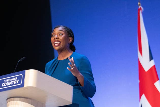 October 7, 2026, Birmingham, United Kingdom: Conservative leader Kemi Badenoch addresses delegates at the Symphony Hall in Birmingham on the final day of the party™s annual conference. Kemi Badenoch delivered her high-stakes keynote speech, she promised sweeping tax cuts and took direct aim at Andy Burnham s Labour government, declaring a battle for the soul of the nation Birmingham United Kingdom - ZUMAs197 20261007_aaa_s197_085 Copyright: xGaryxRobertsx