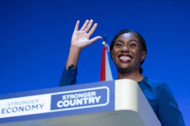 October 7, 2026, Birmingham, United Kingdom: Conservative leader Kemi Badenoch addresses delegates at the Symphony Hall in Birmingham on the final day of the party™s annual conference. Kemi Badenoch delivered her high-stakes keynote speech, she promised sweeping tax cuts and took direct aim at Andy Burnham s Labour government, declaring a battle for the soul of the nation Birmingham United Kingdom - ZUMAs197 20261007_aaa_s197_089 Copyright: xGaryxRobertsx
