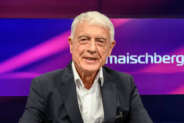 Pictured from left: Werner Sonne, journalist and author, GER, Berlin, studio, guest on Maischberger, political talk show, TV, program, with host Sandra Maischberger, Das Erste, from Adlershof, Am Studio 20, October 7, 2026, Copyright: HMBxMedia UwexKoch