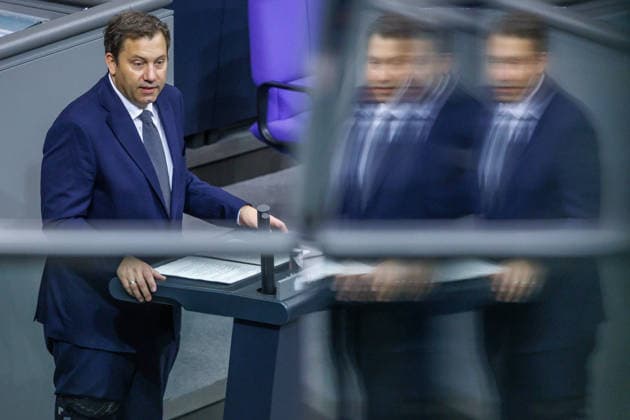 Lars Klingbeil (SPD), Federal Minister of Finance, in the German Bundestag on October 8, 2026, in Berlin, Berlin, Germany, Bundestag