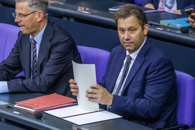 Lars Klingbeil (SPD), Federal Minister of Finance, in the German Bundestag on October 8, 2026, in Berlin, Berlin, Germany, Bundestag