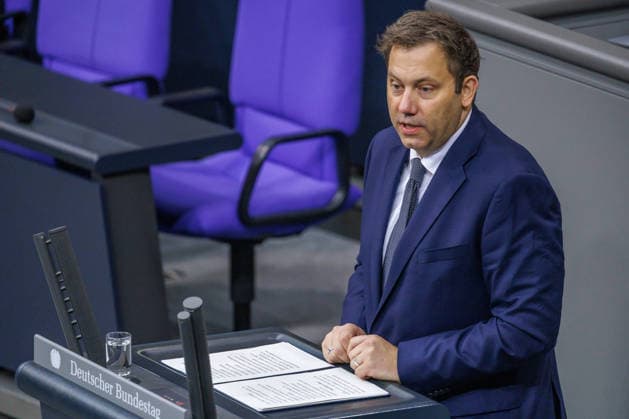 Lars Klingbeil (SPD), Federal Minister of Finance, in the German Bundestag on October 8, 2026, in Berlin, Berlin, Germany, Bundestag