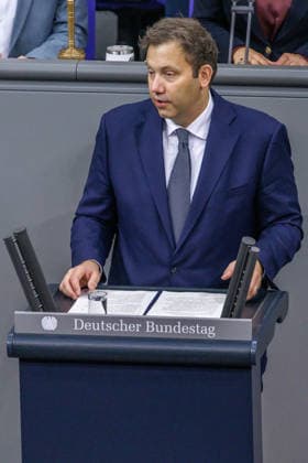 Lars Klingbeil (SPD), Federal Minister of Finance, in the German Bundestag on October 8, 2026, in Berlin, Berlin, Germany, Bundestag