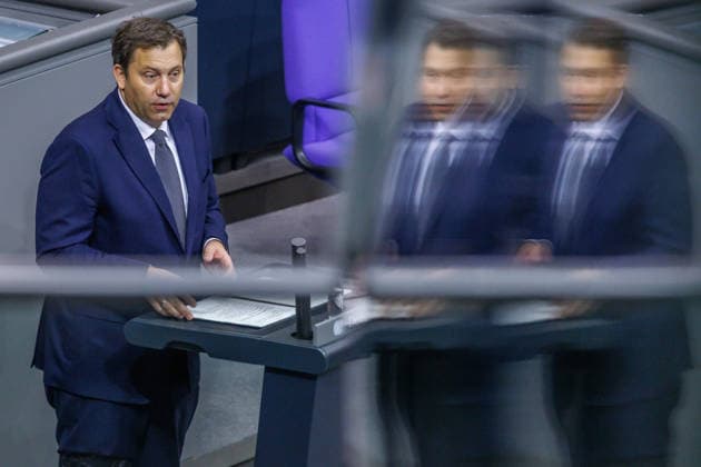 Lars Klingbeil (SPD), Federal Minister of Finance, in the German Bundestag on October 8, 2026, in Berlin, Berlin, Germany, Bundestag