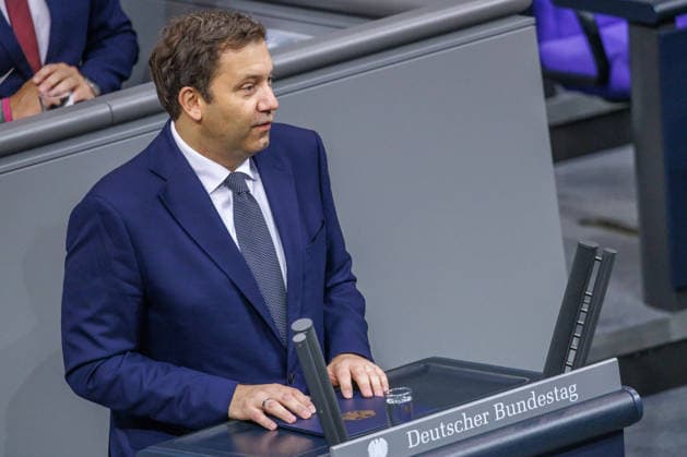Lars Klingbeil (SPD), Federal Minister of Finance, in the German Bundestag on October 8, 2026, in Berlin, Berlin, Germany, Bundestag