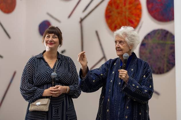 Exhibition Au Dela by Sheila Hicks PHOTOPQR VOIX DU NORD FLORENT MOREAU October 8, 2026, Lille October 8, 2026, Artist Sheila Hicks at the Palais des Beaux-Arts, where she is presenting her exhibition Beyond PHOTO FLORENT MOREAU LA VOIX DU NORD LILLE, FRANCE, OCTOBER 8, 2026 Sheila Hicks – Beyond exhibition at the Palais des Beaux Arts in Lille The internationally renowned American artist presents a new installation in the museum’s atrium, exploring textile fiber through monumental works created especially for the space HAUTS-DE-FRANCE, France  Copyright: xPHOTOPQR VOIXxDUxNORD MAXPPPxFLORENTxMOREAUx 20261008VDN9611 20261008VDN9611