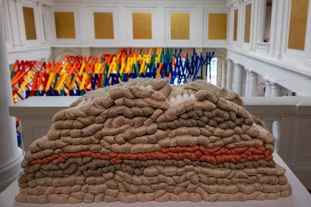 Exhibition Au dela by Sheila Hicks PHOTOPQR VOIX DU NORD FLORENT MOREAU October 8, 2026 LILLE October 8, 2026 The exhibition Au dela by artist Sheila Hicks, is on view at the Palais des Beaux-Arts PHOTO FLORENT MOREAU LA VOIX DU NORD LILLE, FRANCE, OCTOBER 8, 2026 Sheila Hicks – Beyond exhibition at the Palais des Beaux Arts in Lille The internationally renowned American artist presents a new installation in the museum’s atrium, exploring textile fiber through monumental works created especially for the space HAUTS-DE-FRANCE France  Copyright: xPHOTOPQR VOIXxDUxNORD MAXPPPxFLORENTxMOREAUx 20261008VDN9616 20261008VDN9616