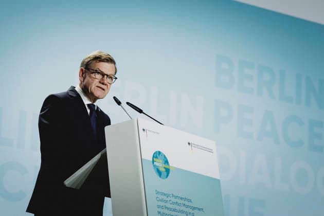 Johann Wadephul, CDU, Federal Minister of Foreign Affairs, photographed during the Berlin Peace Dialogue in Berlin on October 8, 2026. Photographed on behalf of the Federal Foreign Office, Berlin, Germany Copyright: xFlorianxGaertnerx