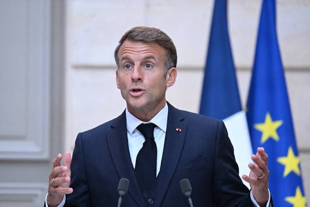 French And German Presidents Press Conference - Paris French President Emmanuel Macron attends a joint press conference with German President Frank Walter Steinmeier at the Elysee Palace in Paris, France on Undated. Photo by Eric Tschaen Pool ABACAPRESS.COM PARIS IDF France  Copyright: xTschaenxEric Pool ABACAx