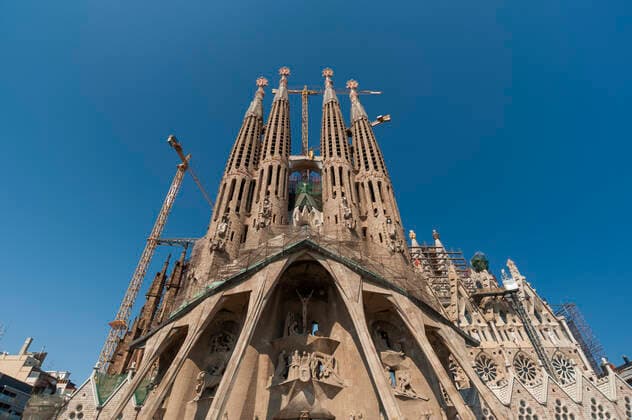 Basilica de la Sagrada Familia Barcelona under construction, archive images