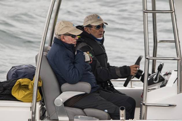 Juan Carlos of Spain takes part in regatta off Sanxenxo