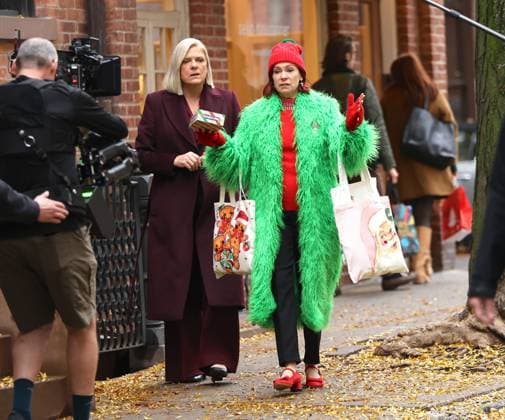 Carrie Preston and Molly Price filming in New York