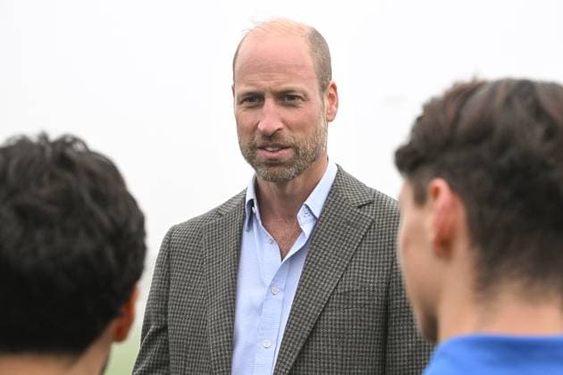 Prince William visits Mousehole AFC football club in Cornwall