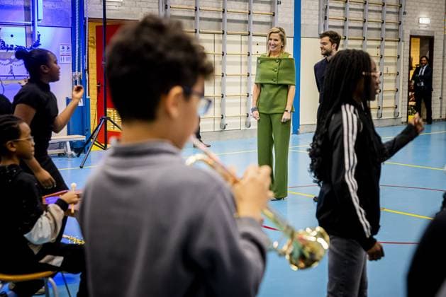 Queen Maxima of the Netherlands visits primary school in Amsterdam