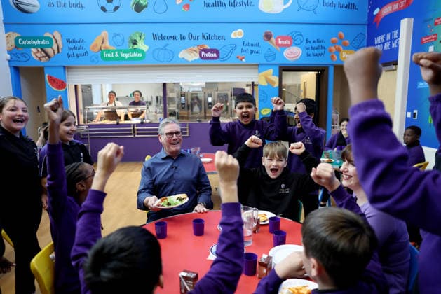 School meals, Keir Starmer visits school in Peterborough