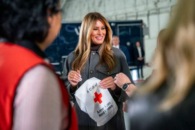 USA, Melania Trump and aides create care packages at Joint Base Andrews in Maryland