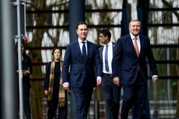 King Willem Alexander visits the Ministry of Finance in The Hague