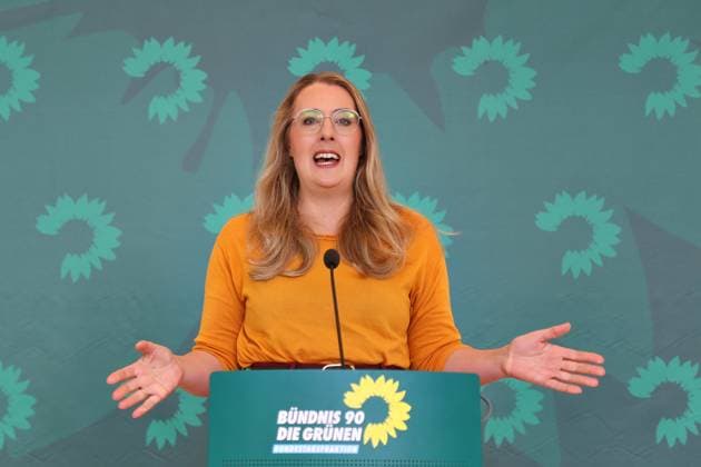 Berlin, Katharina Dröge Press conference organised by Bündnis90 Die Grünen