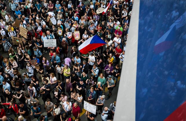 Czech Republic, rally in support of Czech public radio and television in Prague