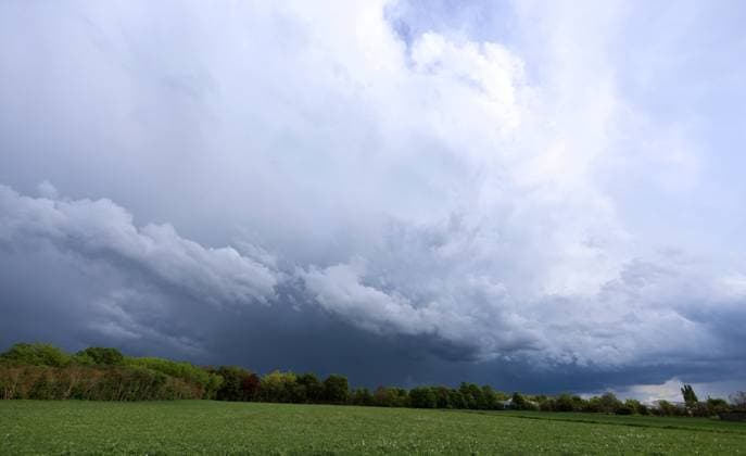 Thuringia, storm clouds over Erfurt