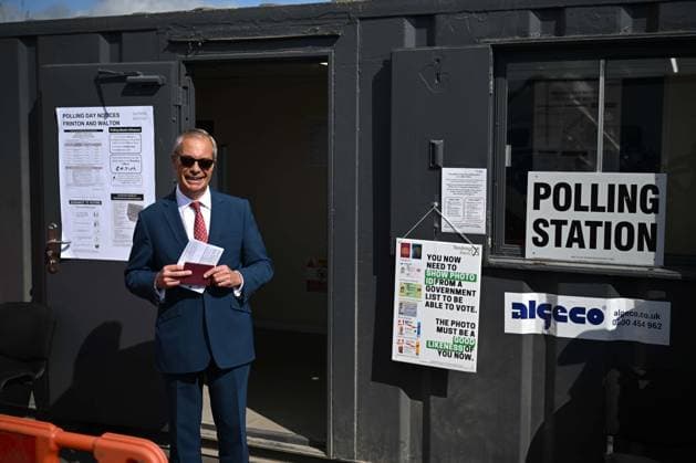 Elections in Great Britain, Nigel Farage votes in Walton-on-the-Naze
